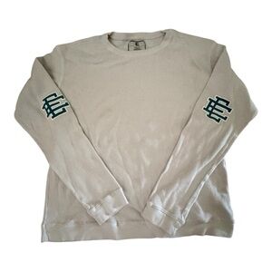 Men's l/s EE logo thermal in Bone with green Logo sz large